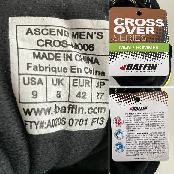 Baffin Sneakers Men 9M Black Ascend Cross-over Series Lace-up CROS-M006 - Picture 6 of 12